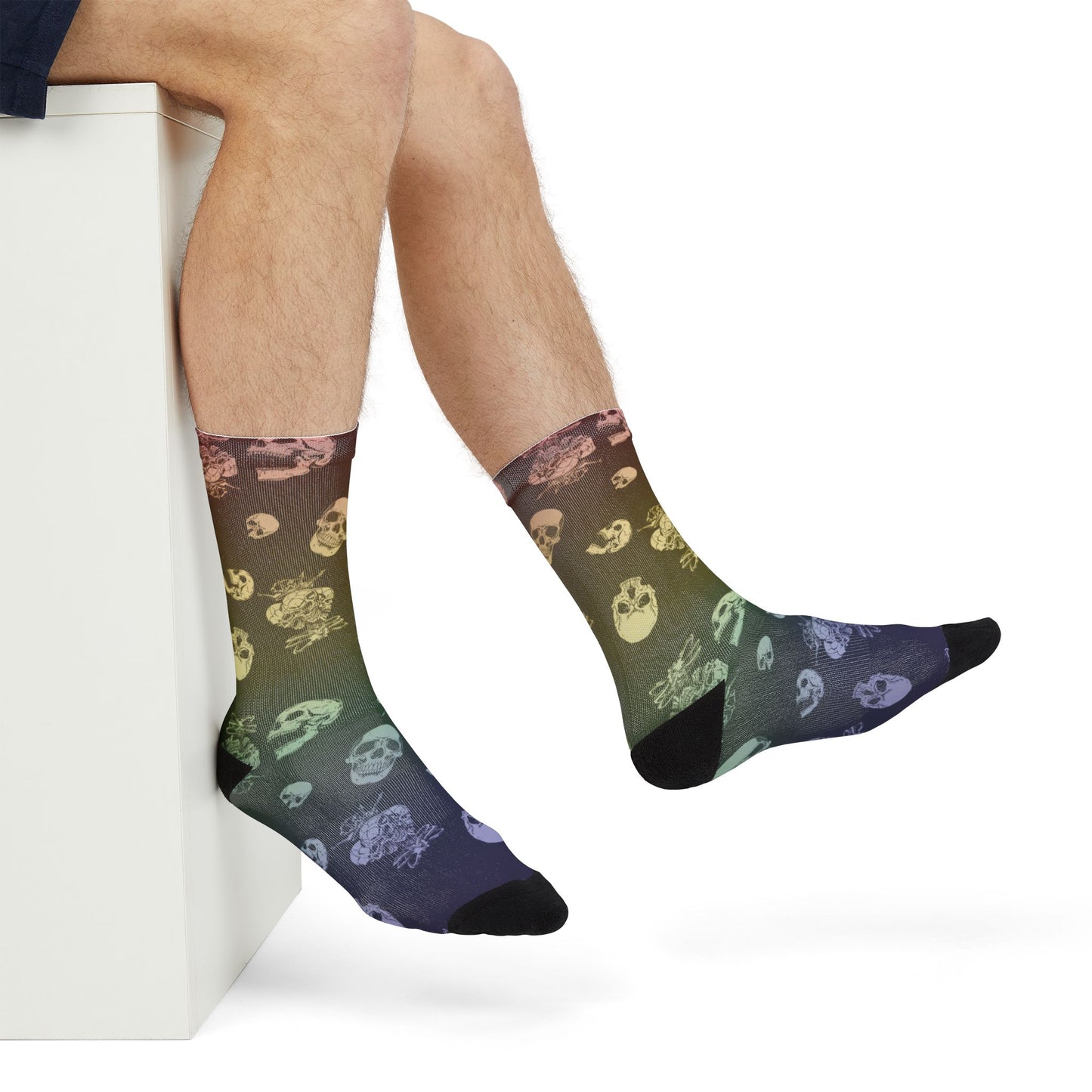 Gay Goth | Skulls n Pride Rainbow | Poly Crew Socks