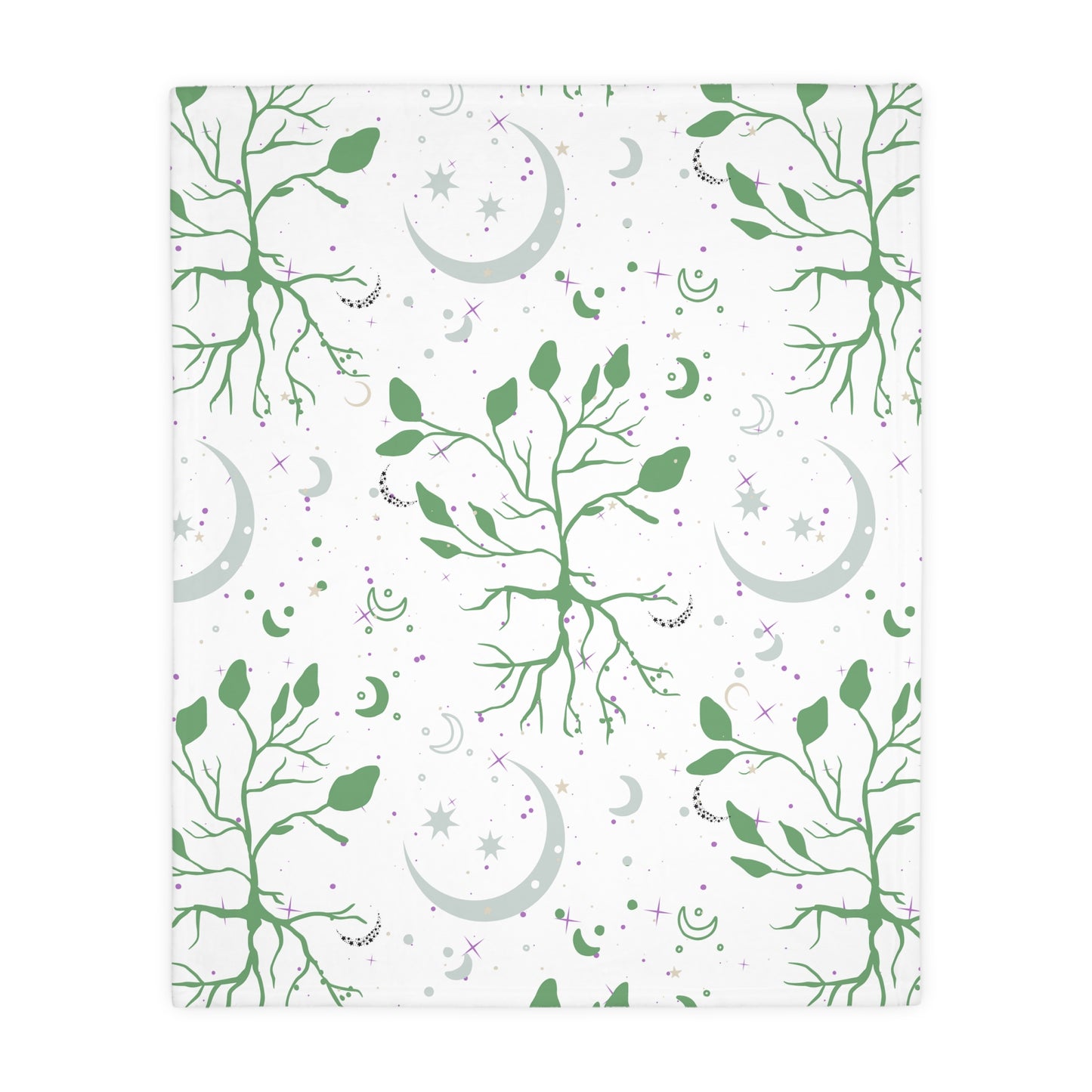 Moon Roots | Green Velveteen | Microfiber Blanket (Two Sided)