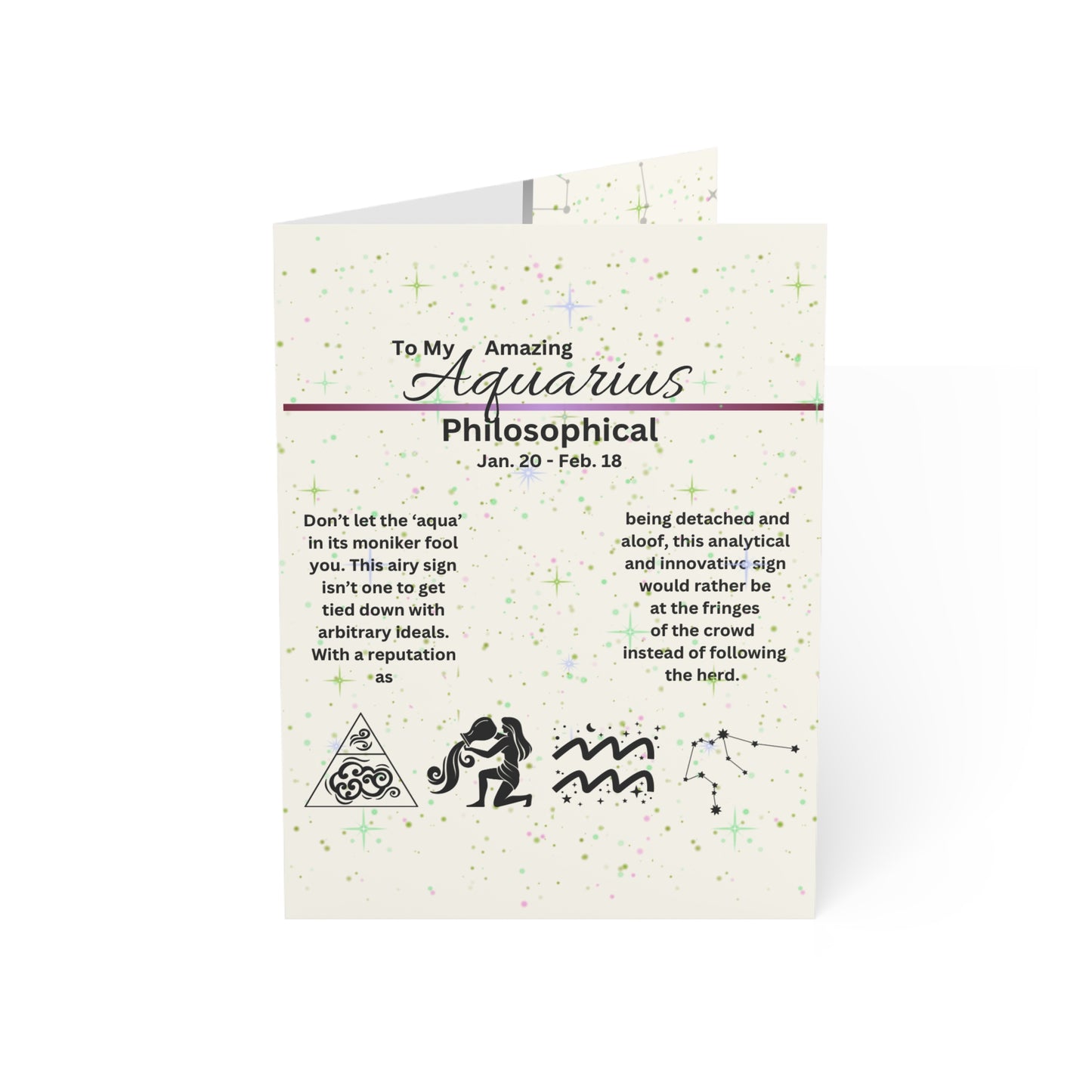Aquarius | Cream | Zodiac Greeting Cards |  (1, 10 pcs)