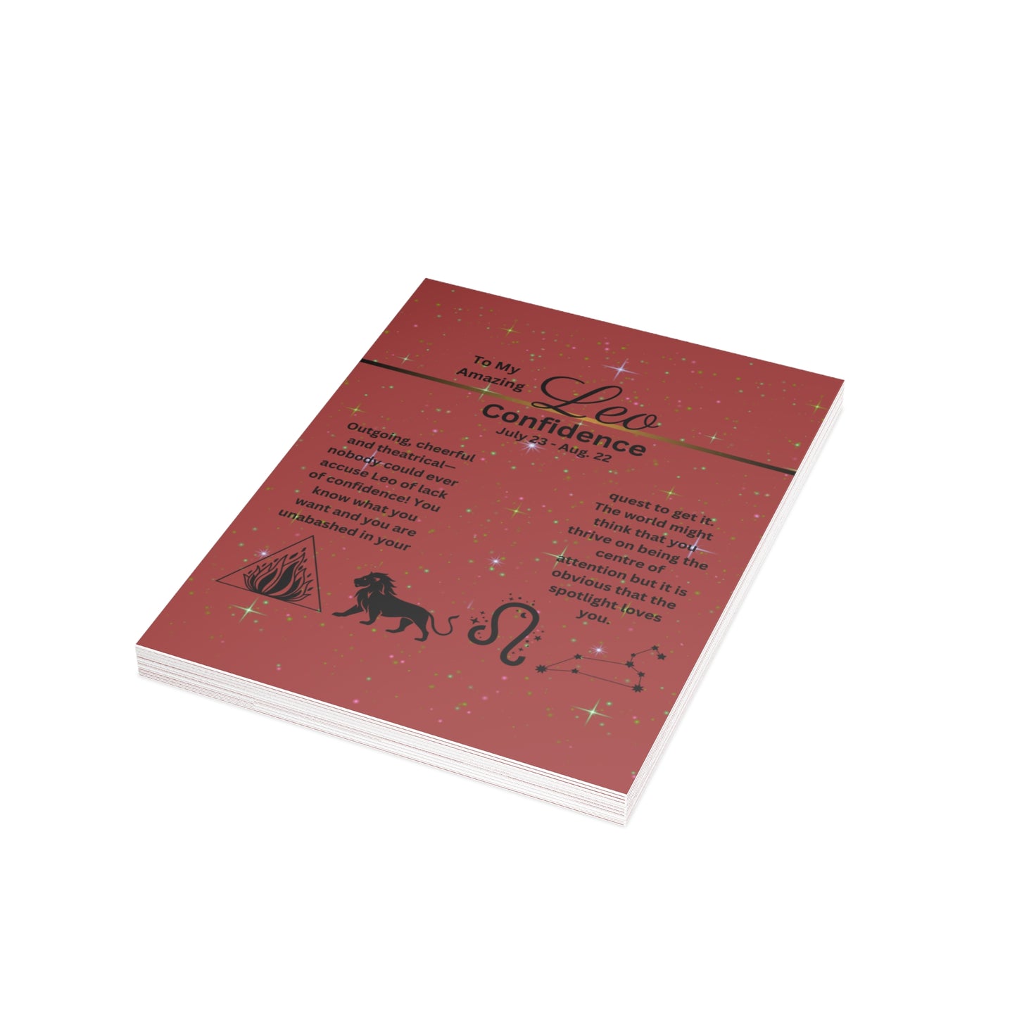 Leo | Red | Zodiac Greeting Cards |  (1, 10 pcs)