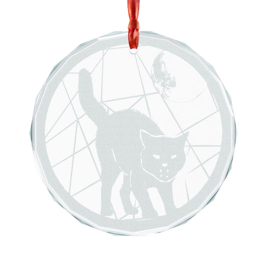 Engraved Glass Ornament | Scary Cat Hollows Decoration