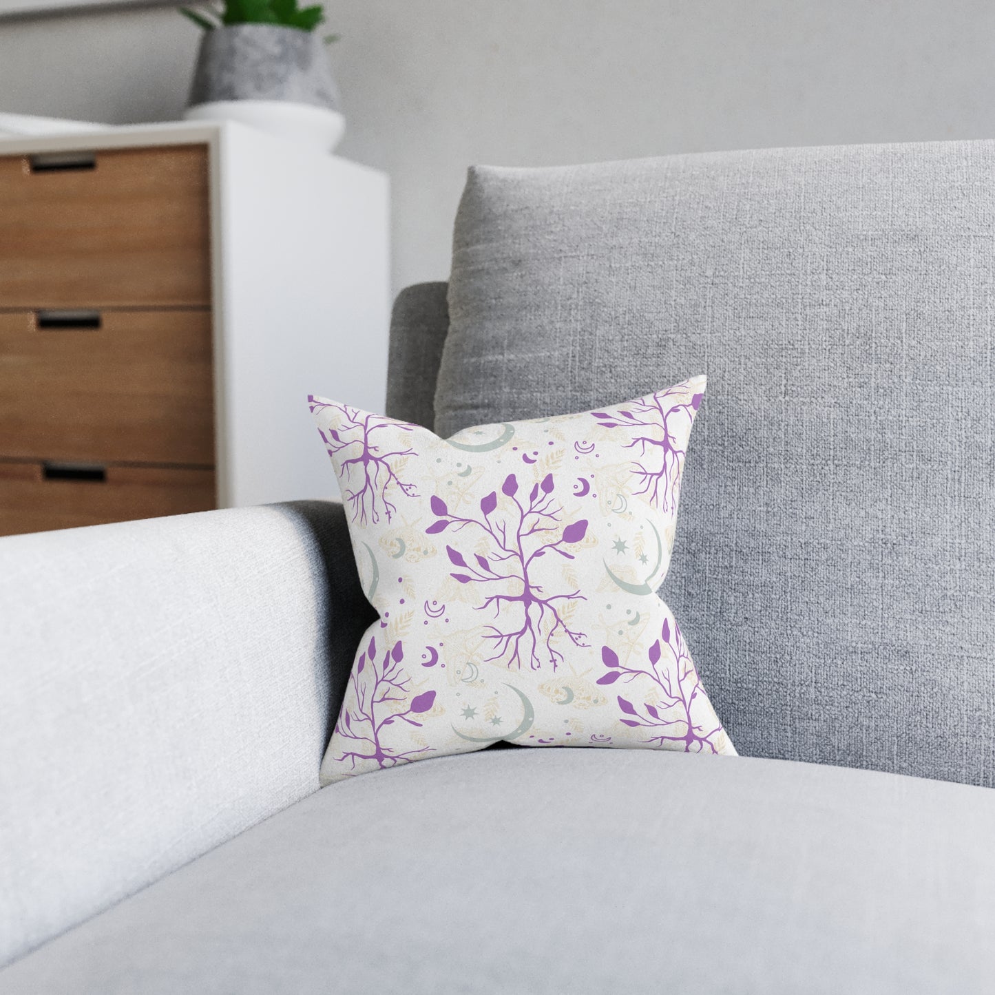 Moon Roots (Mystic Purple) Decorative Pillow | 3 sizes