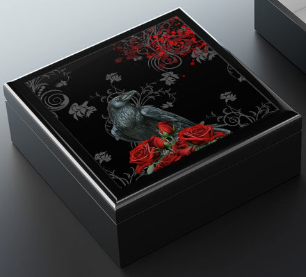 Black Feathers & Red Roses Jewelry Box