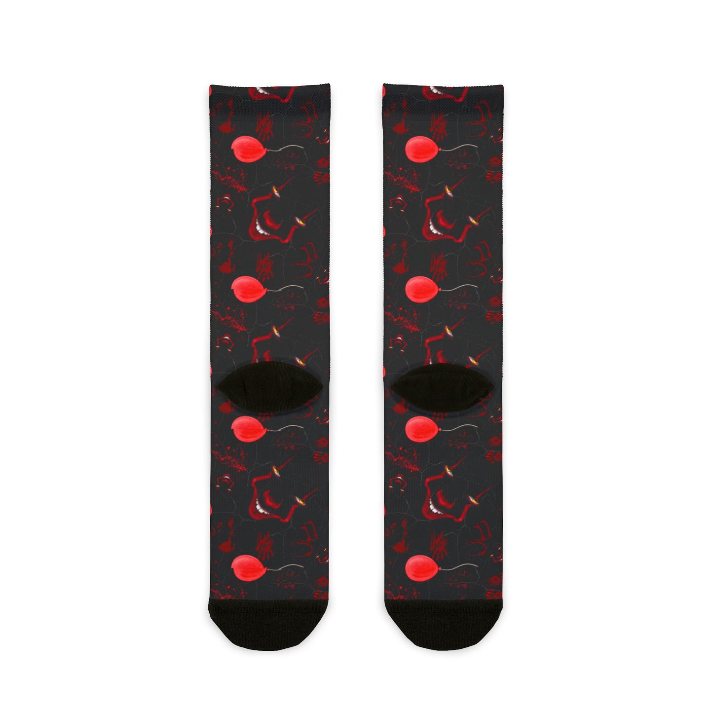 Red Orb Pattern Crew Socks — Dark Abstract Sublimation Socks