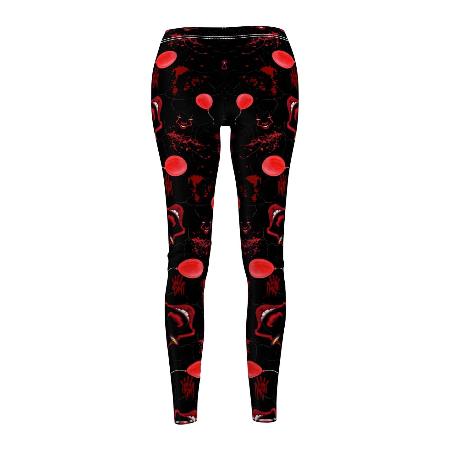 Horror Leggings | Red Balloon in Black | All-Over Print Women's Casual Bottoms