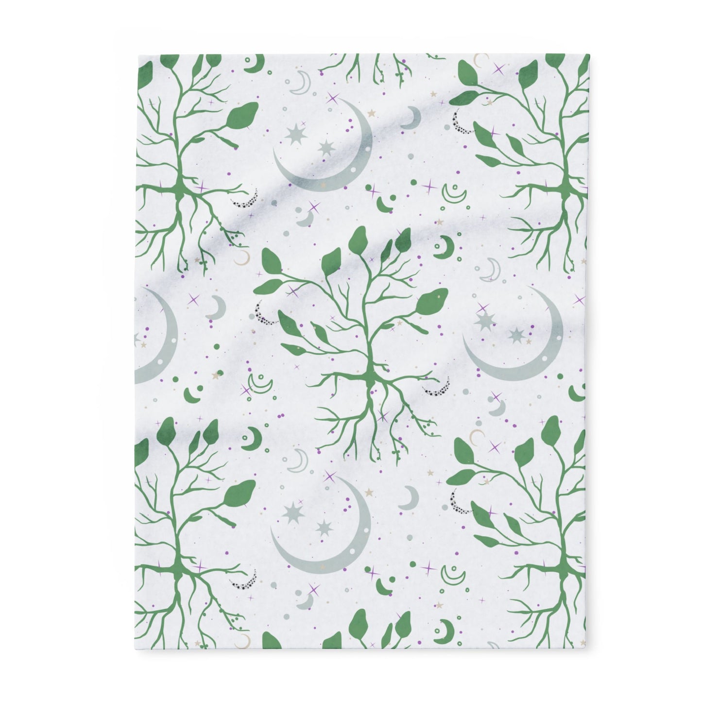Moon Roots (Green) | Witchy Home Decor | Microfiber Blanket (Two Sided)