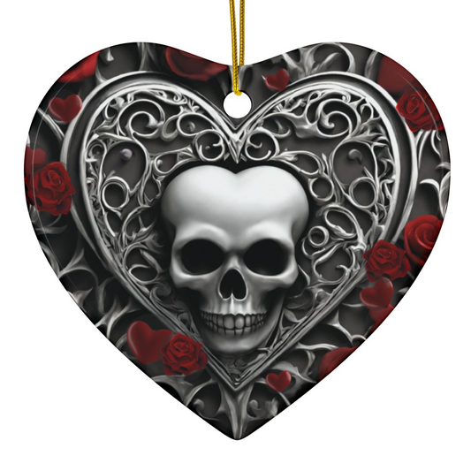 Gothic Heart Ceramic Ornament (1pc, 3pcs, 5pcs, 10pcs)