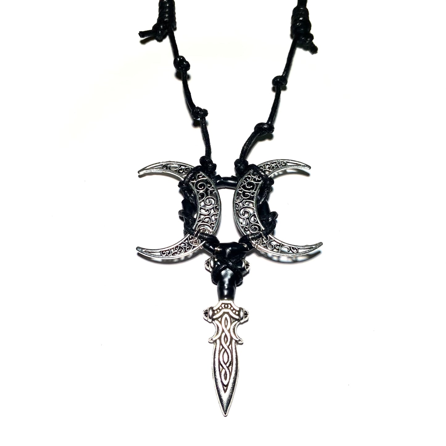 Corded Nightside Necklaces | Crescent Moon Urban Industrial Pendants