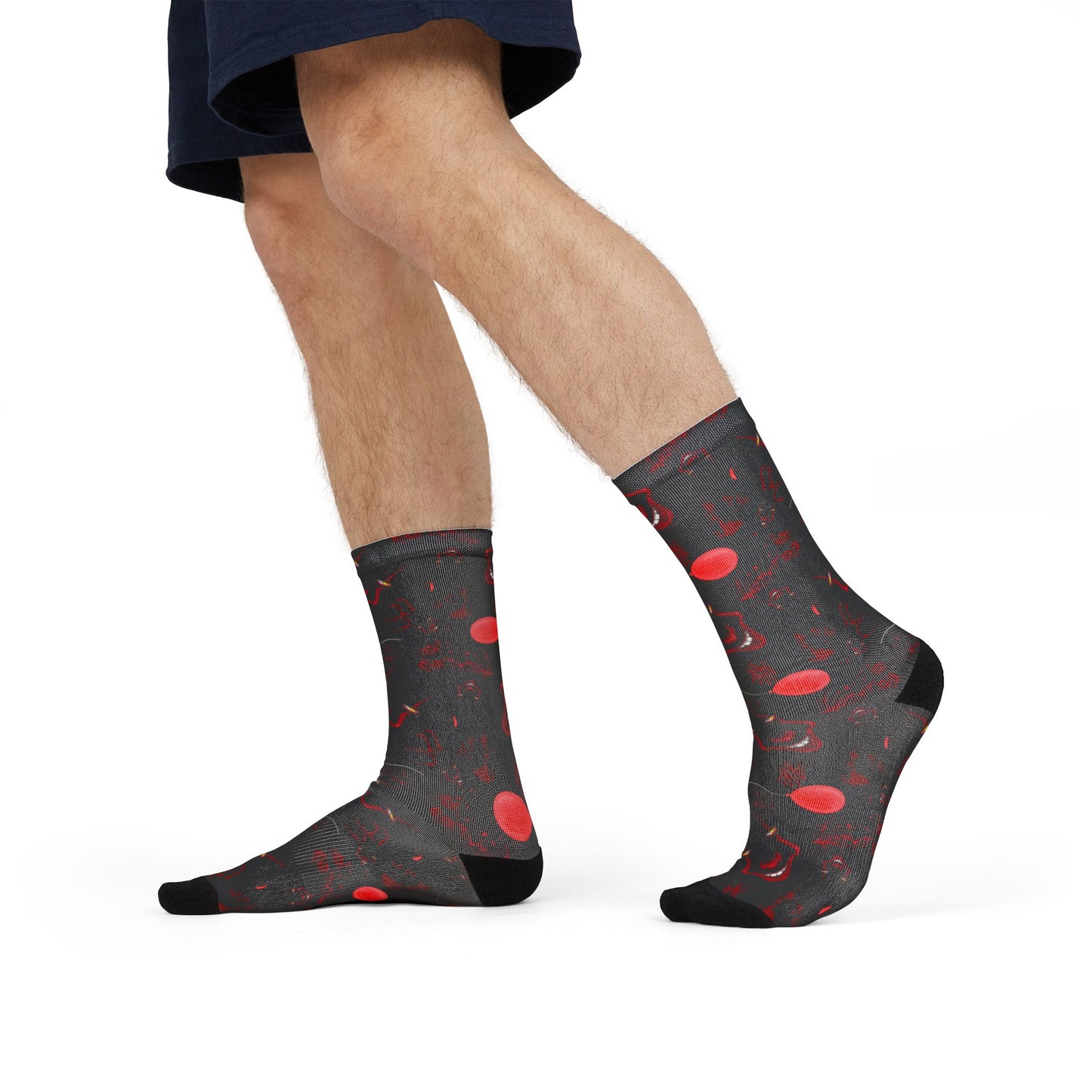 Horror Socks | Red Balloon in Black | Recycled Poly Socks | Cozy and Scary