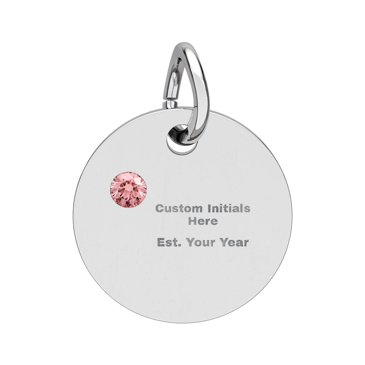Engravable Birthstone Circle Charm | Personalized Initial & Year Pendant
