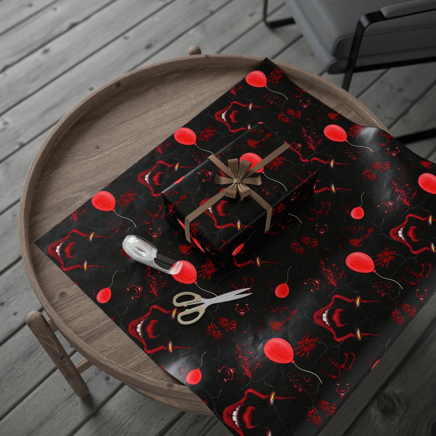 Wrapped in Horror | Red Balloon In Black | Nightmare Wrapping Paper