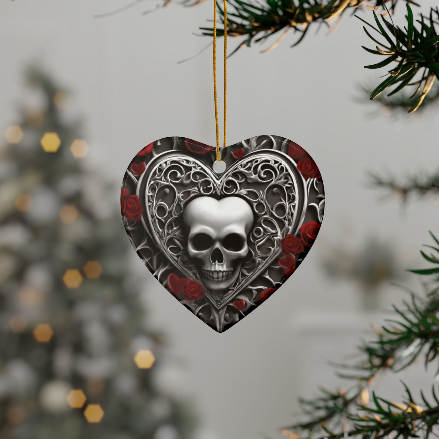 Gothic Heart Ceramic Ornaments (1pc, 3pcs, 5pcs, 10pcs)