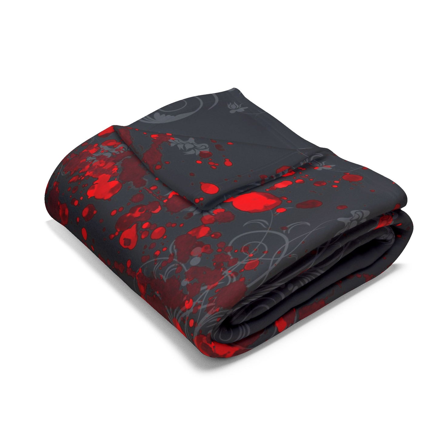 Black Feathers and Red Roses | Gothic Home Decor | Velveteen Microfiber Blanket