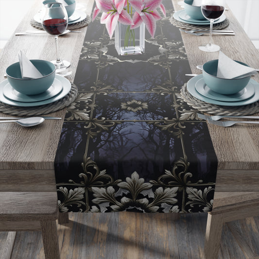 Sapphire Dark Forest |  Enchanted Dark | Table Runner