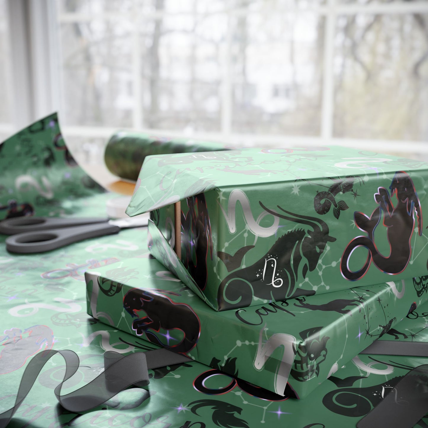 Capricorn | Green | Zodiac Birthday Wrapping Papers