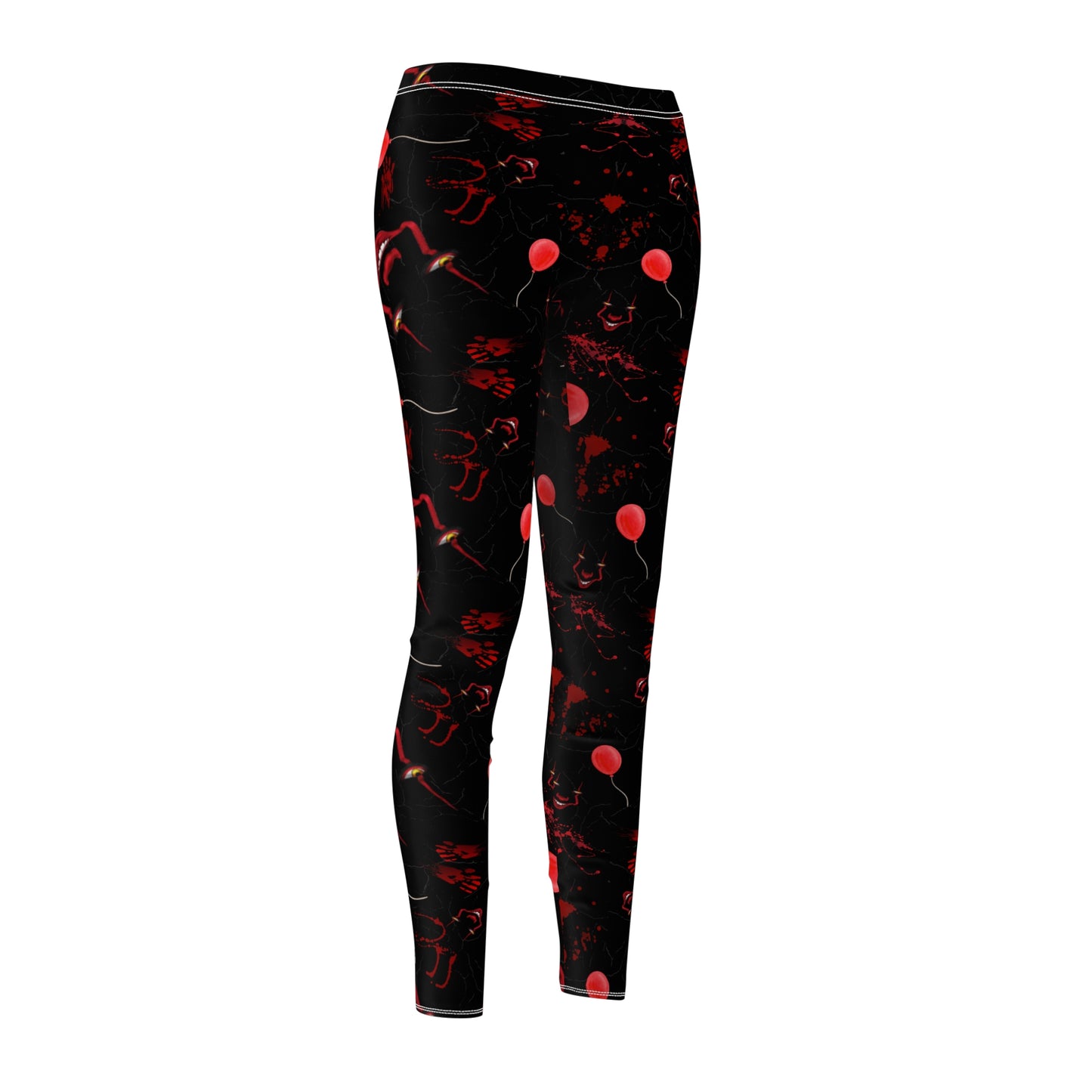 Horror Leggings | Red Balloon in Black | All-Over Print Women's Casual Bottoms