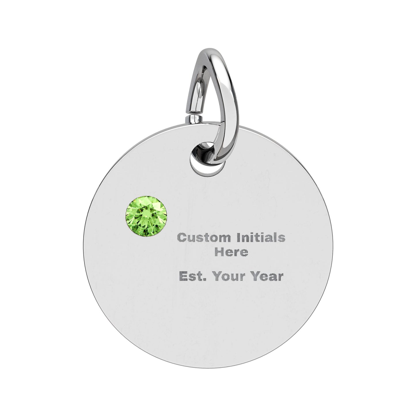 Engravable Birthstone Circle Charm | Personalized Initial & Year Pendant