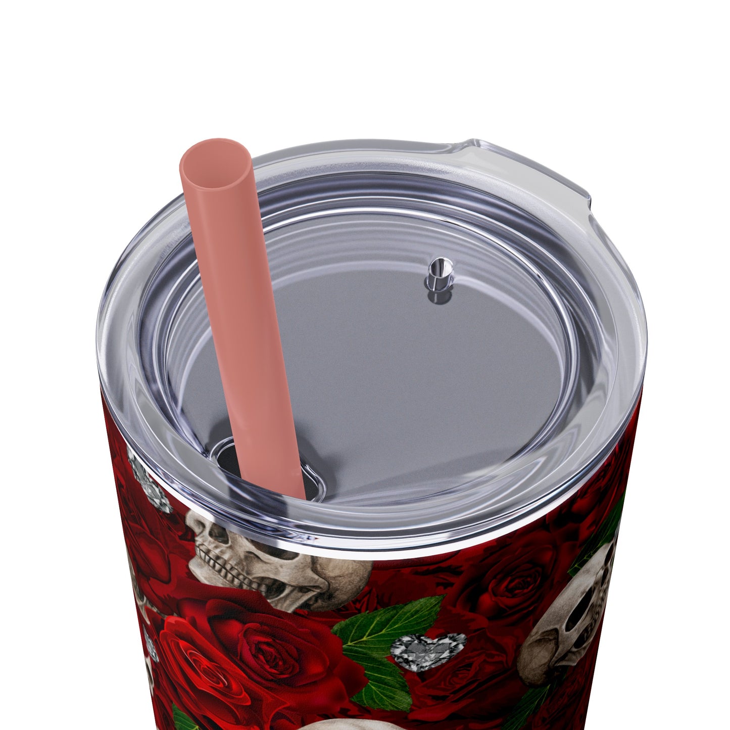 Rose & Skulls (Red) Skinny Matte Tumbler, 20oz