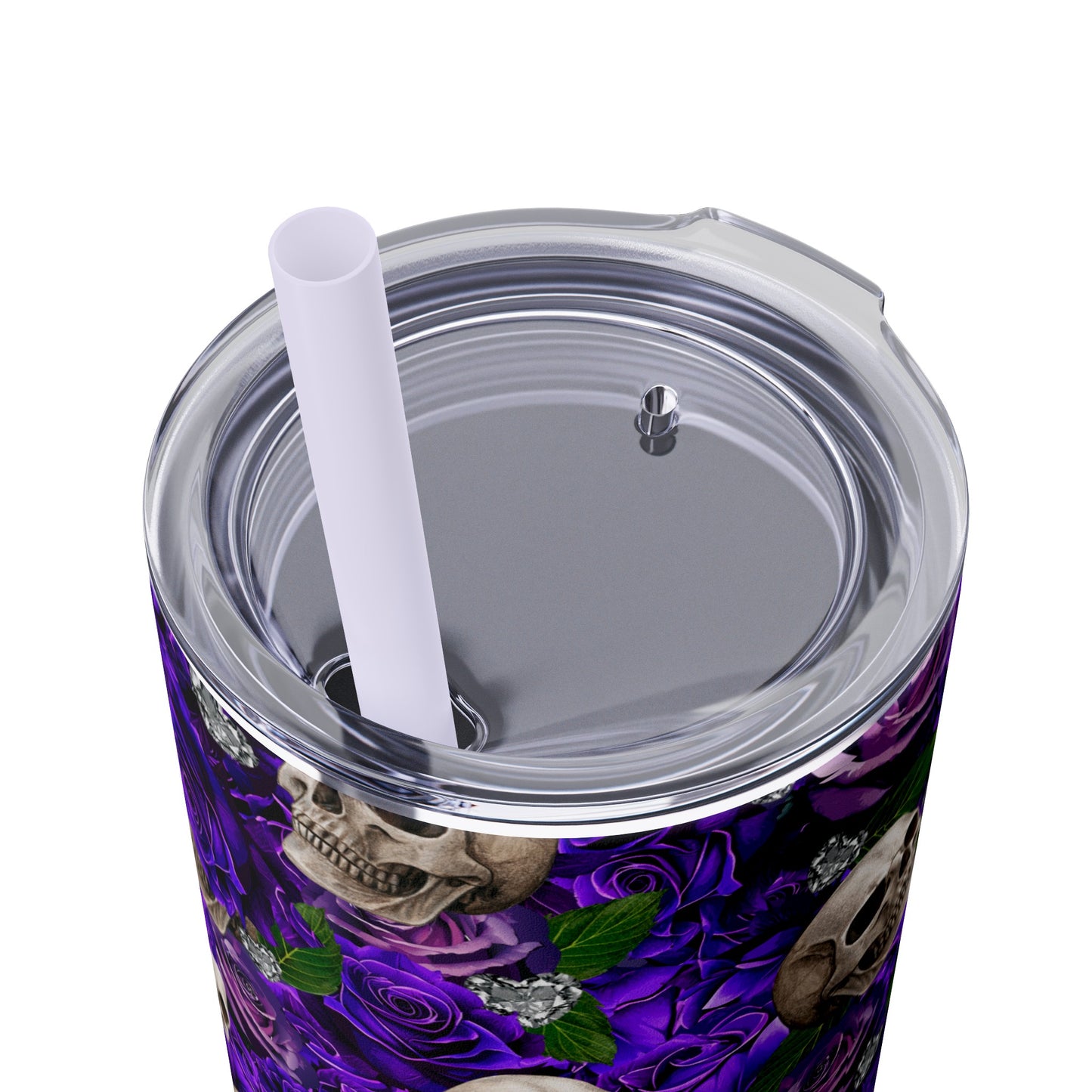 Rose & Skulls (Purple) Skinny Matte Tumbler, 20oz