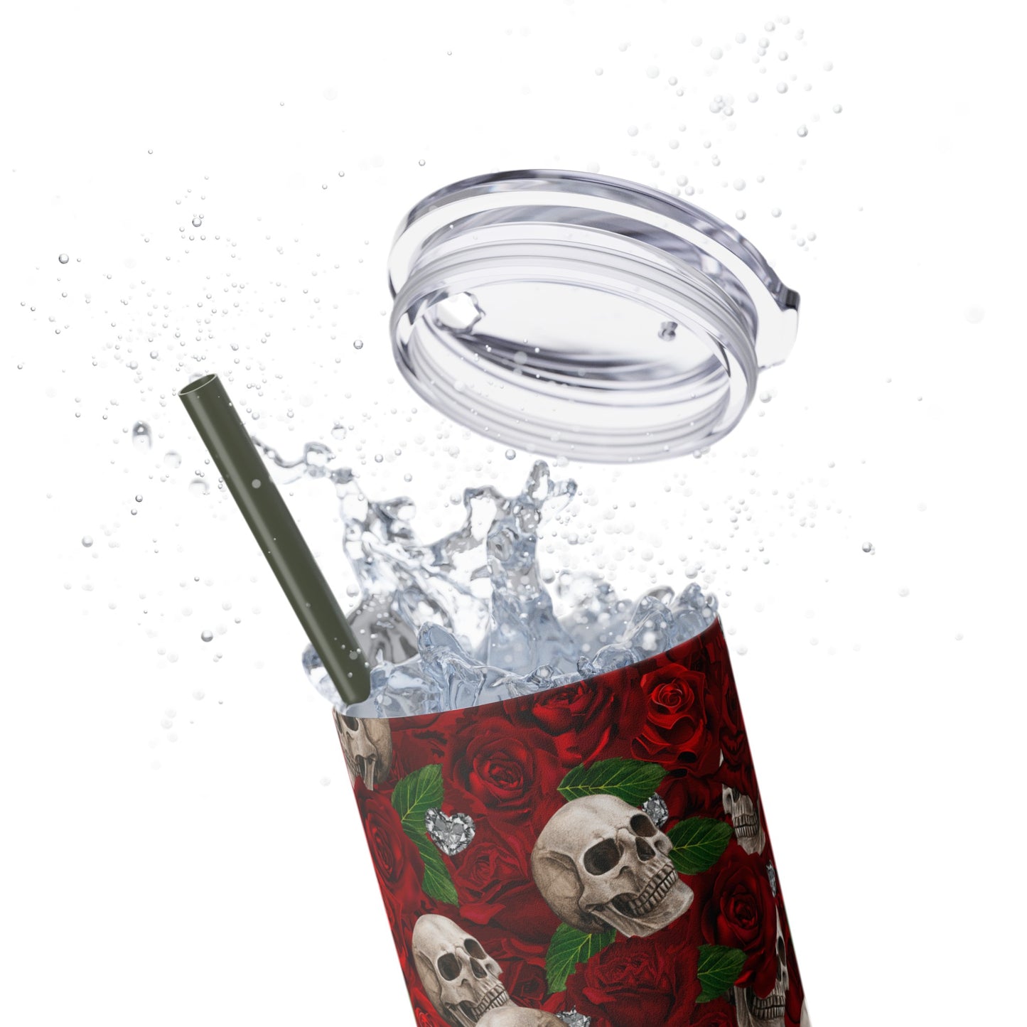 Rose & Skulls (Red) Skinny Matte Tumbler, 20oz