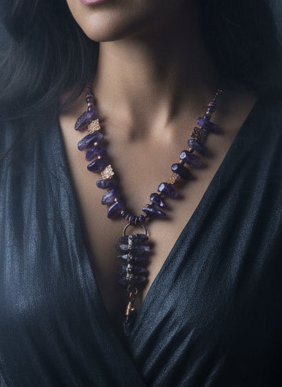 Amethyst and Copper | Amethyst Spikes | Statement Necklace