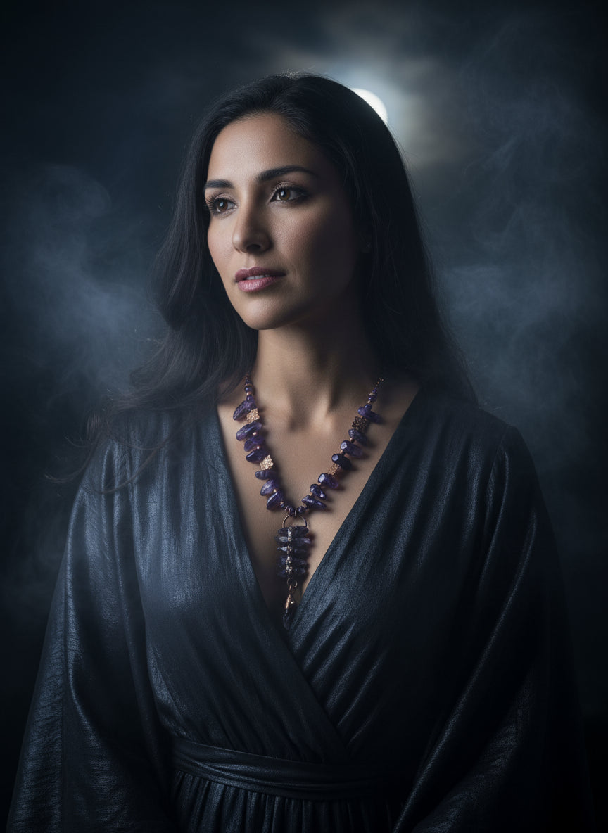 Amethyst and Copper | Amethyst Spikes | Statement Necklace