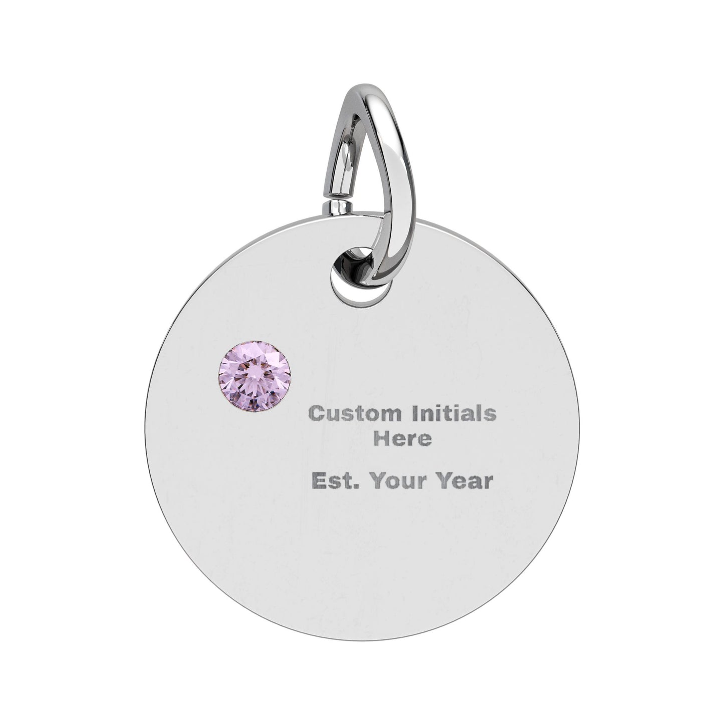 Engravable Birthstone Circle Charm | Personalized Initial & Year Pendant