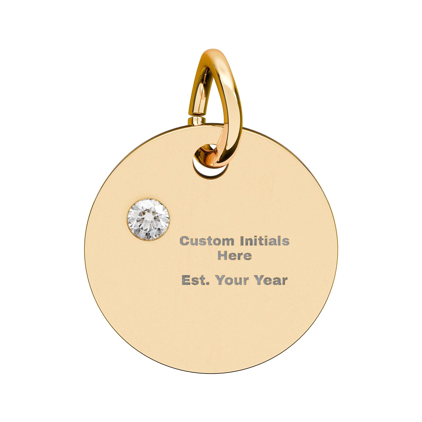 Engravable Birthstone Circle Charm | Personalized Initial & Year Pendant