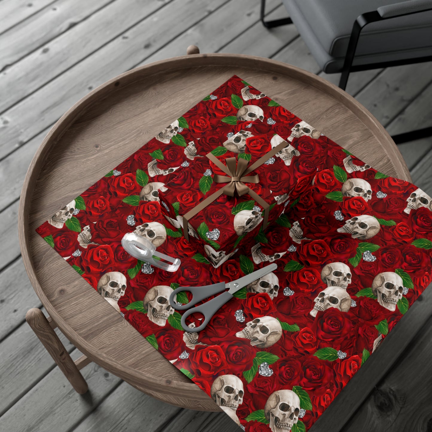 Skulls ‘n’ Roses (Red)| Diamond Hearts | Gift Wrap Papers