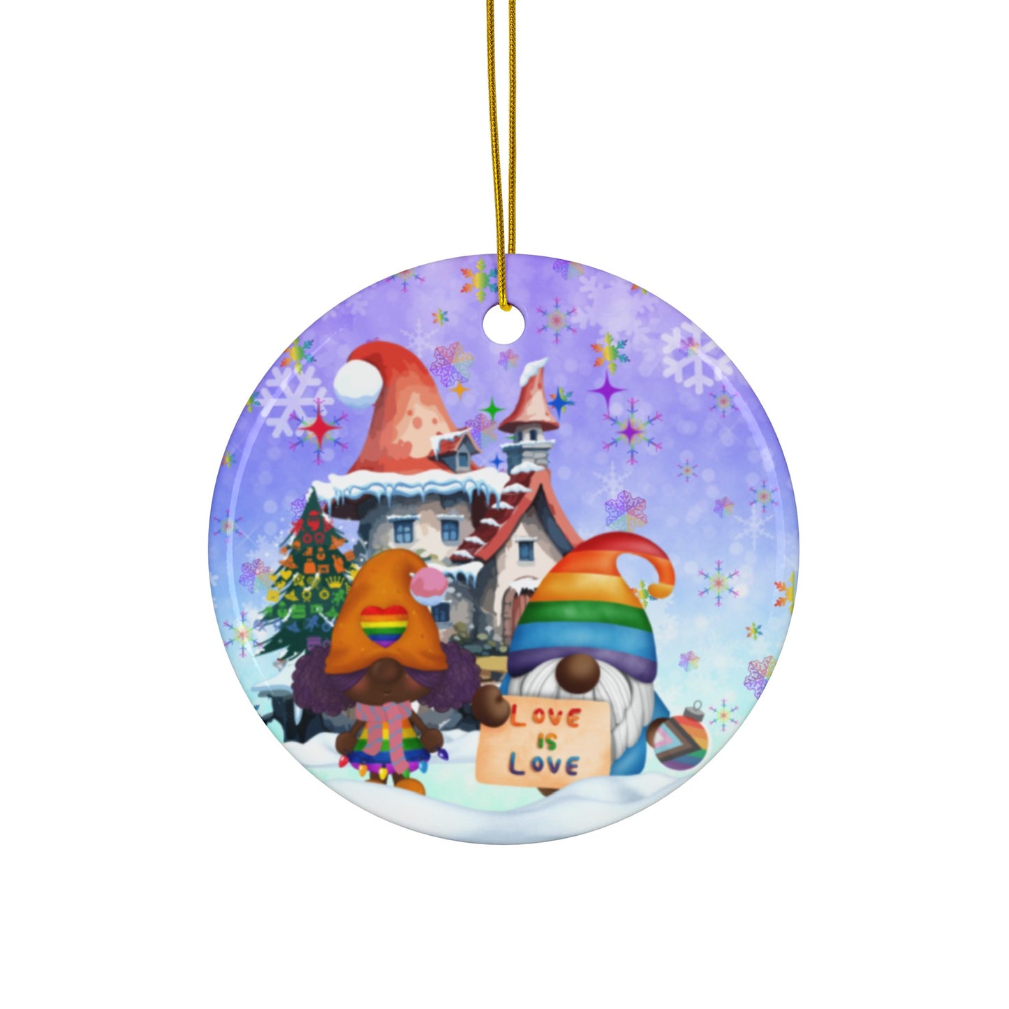 Joy, Peace, Love Everyone | Pride-mas Holiday | Heirloom Ceramic Ornaments (1pc, 3pcs, 5pcs, 10pcs)