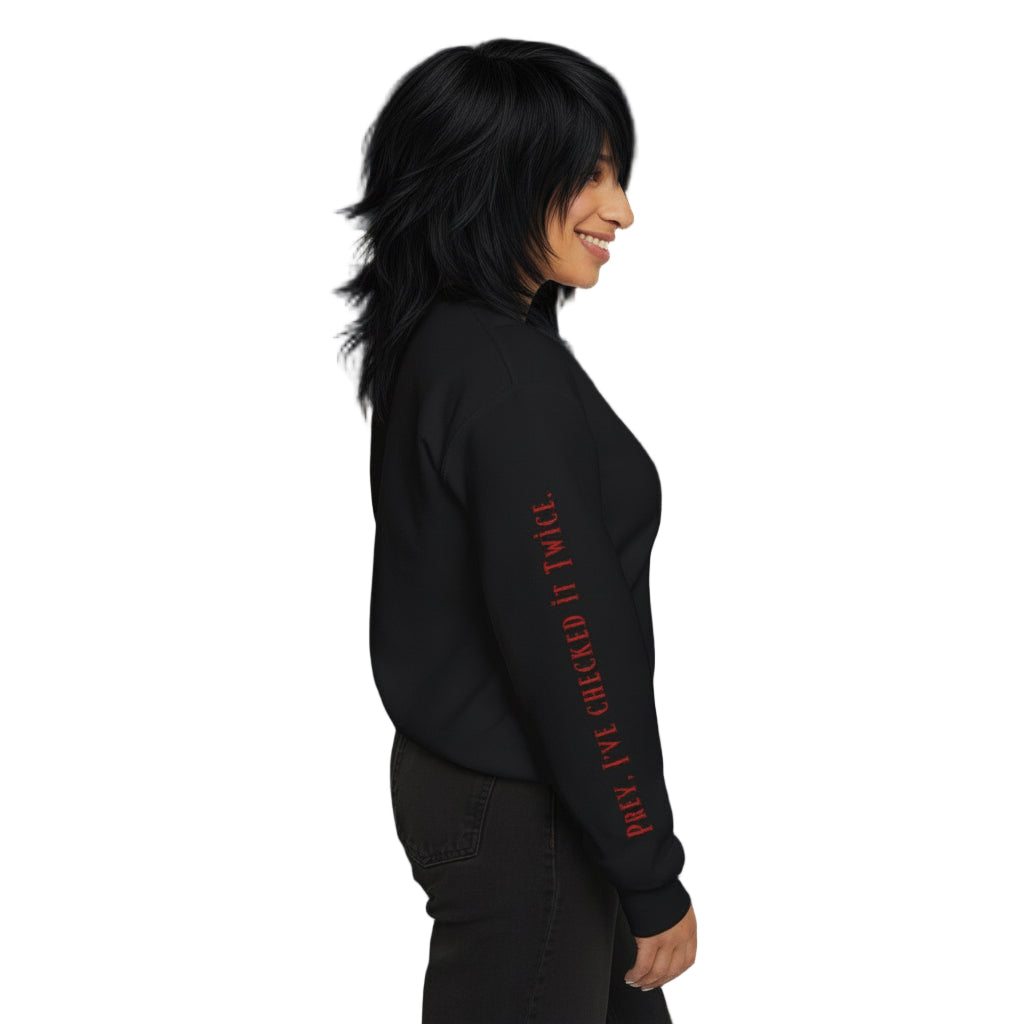 Naughty List "Hope I’m Not On It" Crewneck Sweatshirt — Cozy Ugly Holiday Krampus Pullover