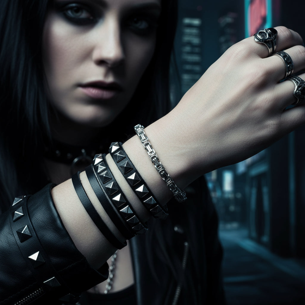 Box Chain Bracelets | Black and Silver | Stainless Steel Bracelets