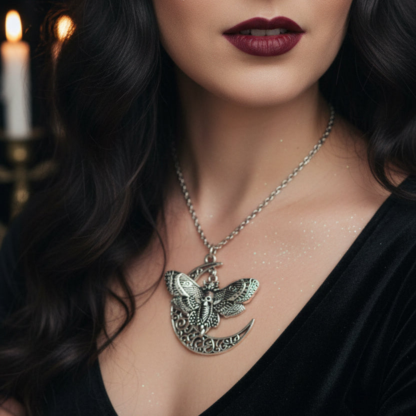 Death Moth Moon Necklace