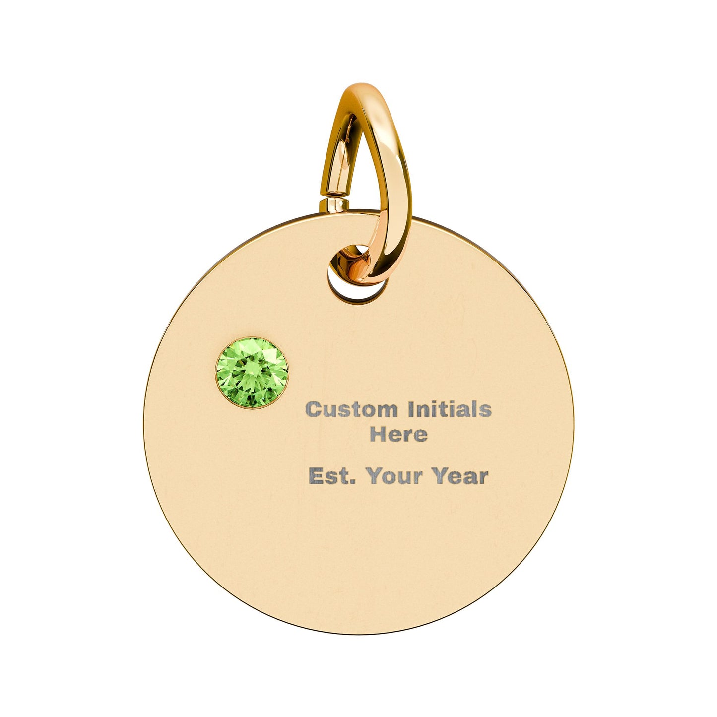Engravable Birthstone Circle Charm | Personalized Initial & Year Pendant