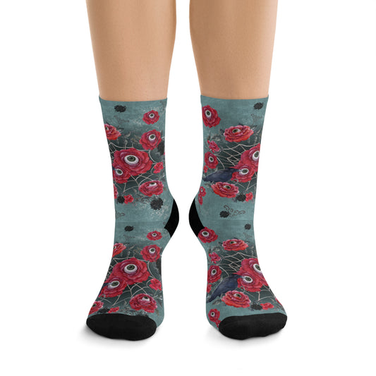 Ocular Floral Raven Socks - Recycled Poly Blend