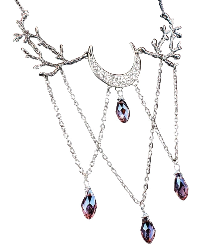 Moon Drops in Enchanted Forest Chokers | Crescent Moon / Branches Necklaces (4 Styles)