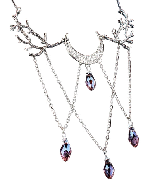 Moon Drops in Enchanted Forest Chokers | Crescent Moon / Branches Necklaces (4 Styles)