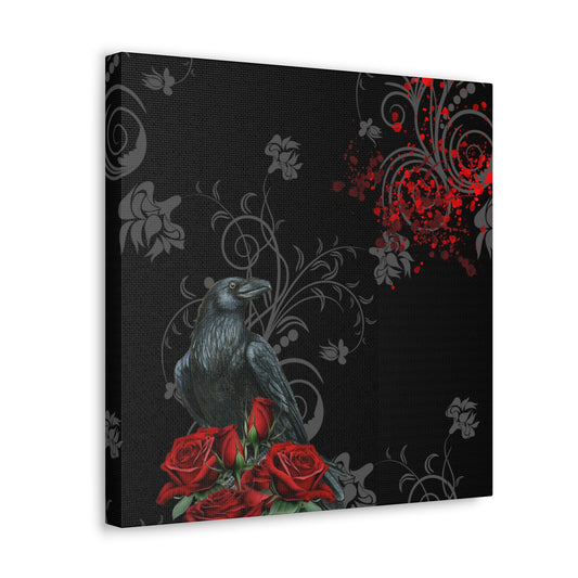 Black Feather & Red Roses Canvas Gallery Wraps