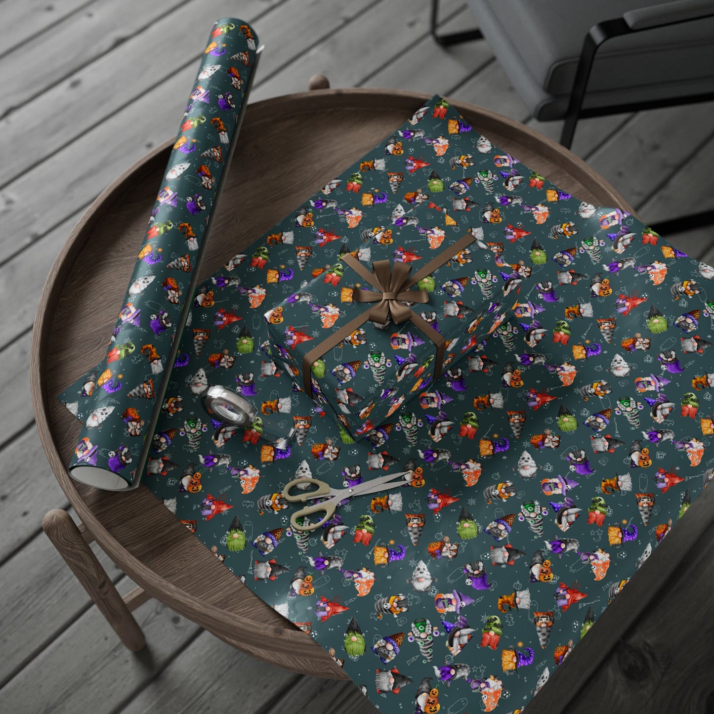 Gnome-o-ween Halloween Gift Wrap | Spookymas Gnomes