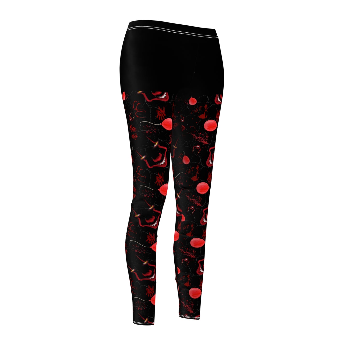 Horror Nightmare Leggings | Red Balloons in Black | All-Over Print Women's Casual Wear