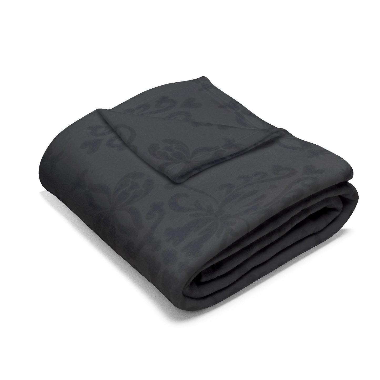 Black Damask Print | Gothic Home Decor | Velveteen Microfiber Blanket (Two Sided)