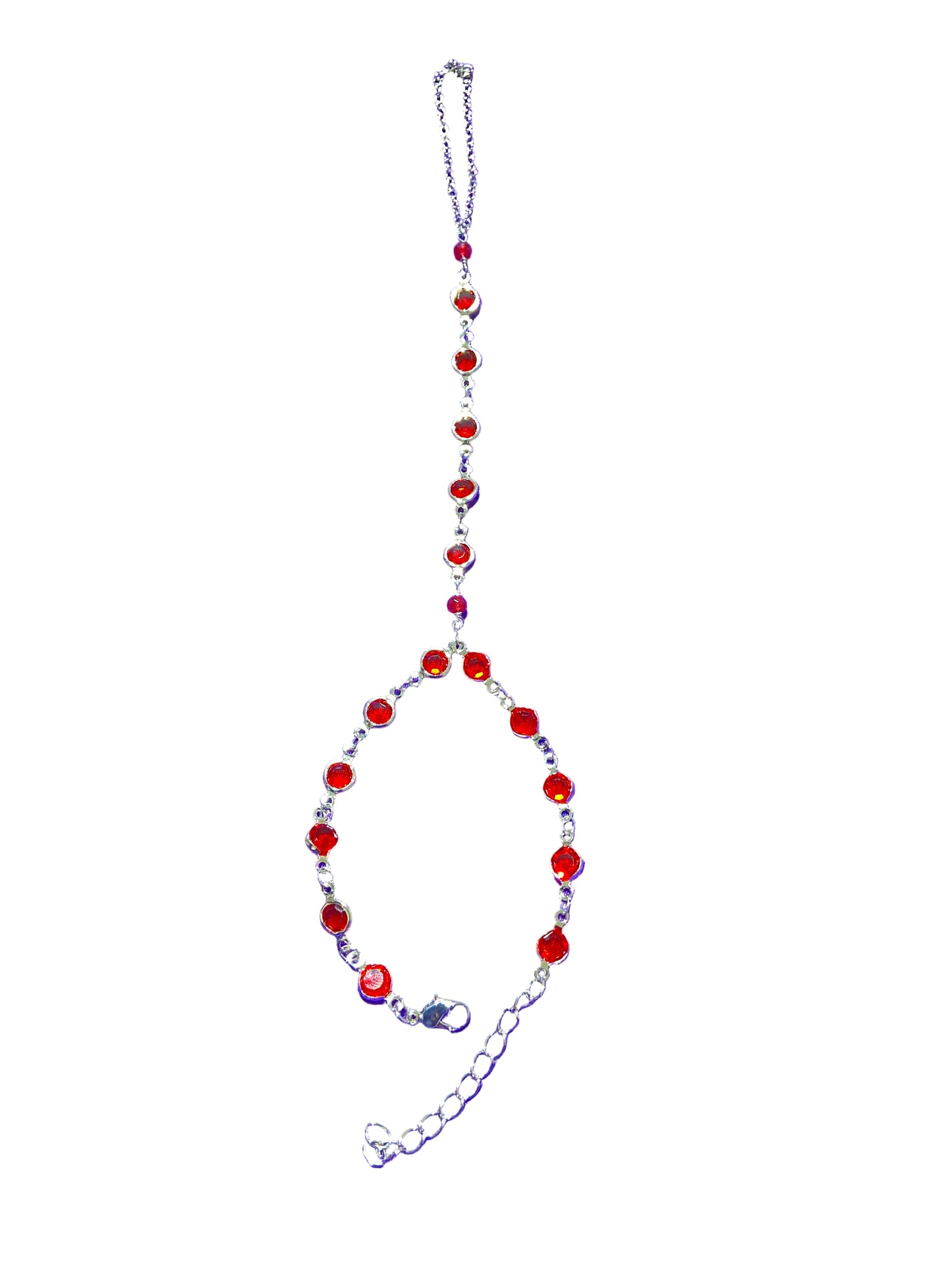 Jeweled Crystals Hand Piece | Hand Made Wearable Art | Bracelet to Ring Design