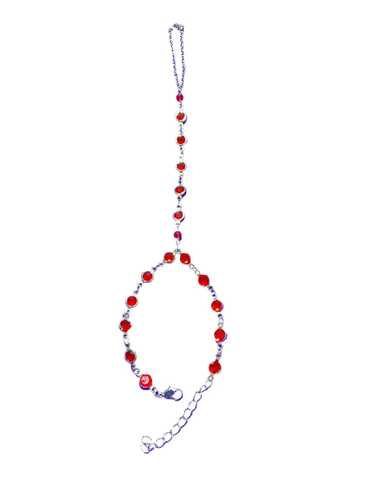 Jeweled Crystals Hand Piece | Hand Made Wearable Art | Bracelet to Ring Design