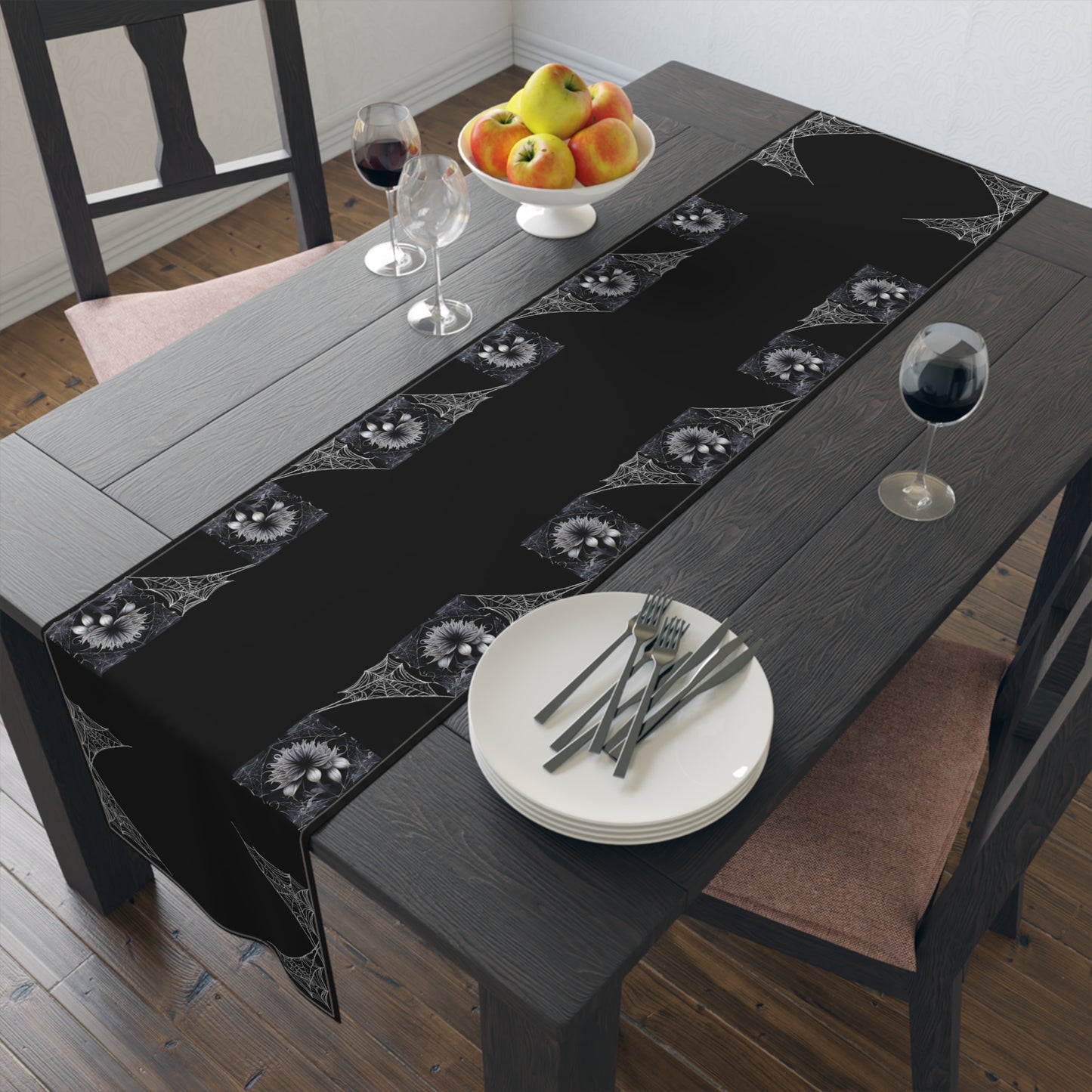 Floral Web Table Runner | Night Garden | (Poly)