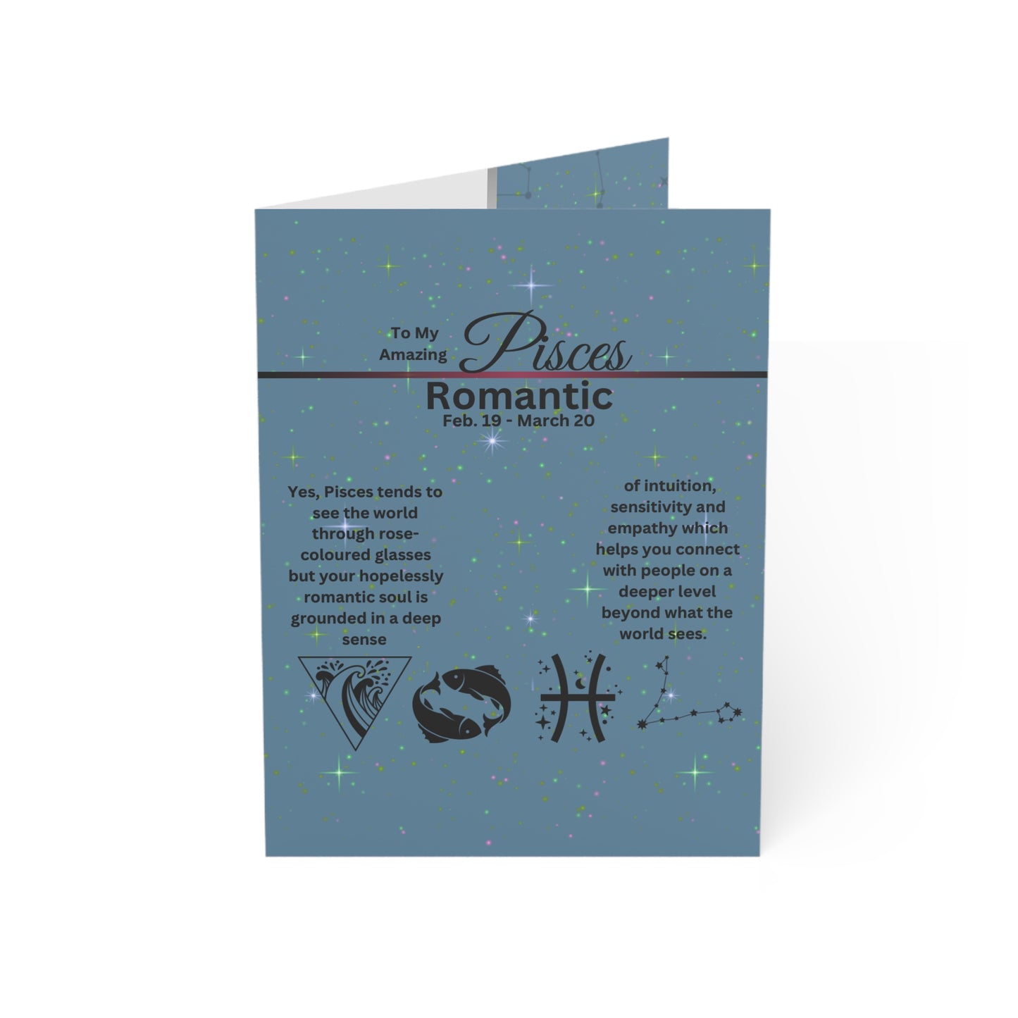 Pisces | Blue | Zodiac Greeting Cards |  (1, 10 pcs)
