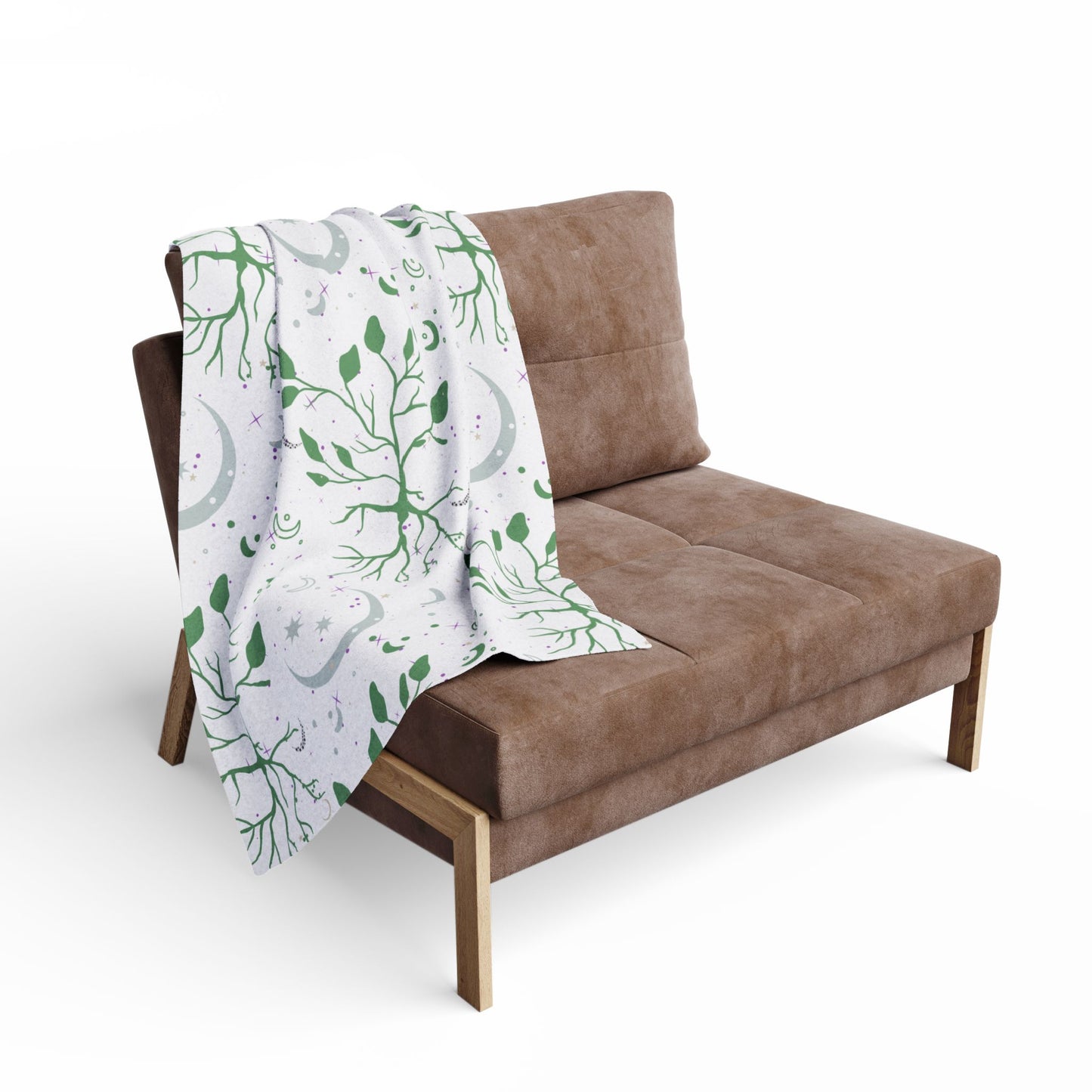 Moon Roots (Green) | Witchy Home Decor | Microfiber Blanket (Two Sided)