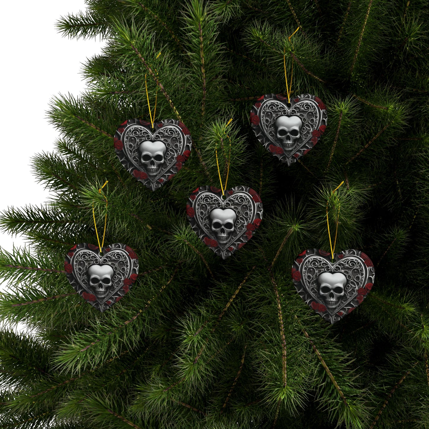 Gothic Heart Ceramic Ornaments (1pc, 3pcs, 5pcs, 10pcs)