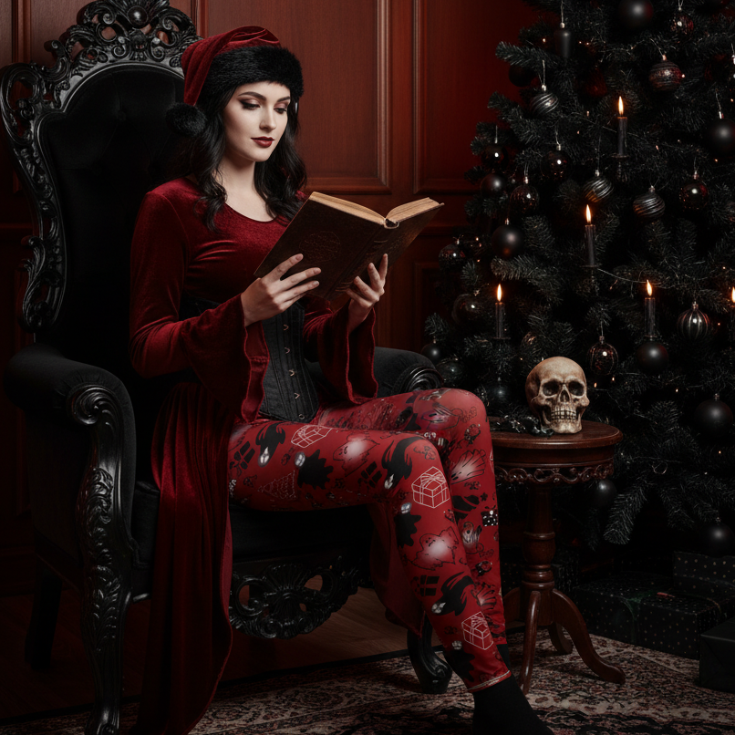 Nightmare Casualties Wear | Boomas Eve (Red)  All Over Print | Leggings Women's Casual Holiday Wear