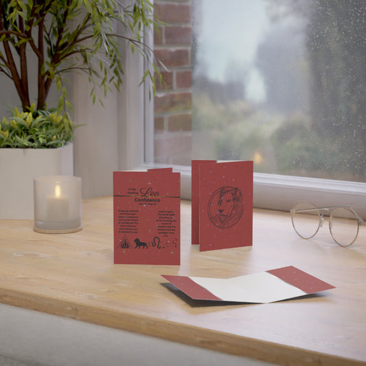 Leo | Red | Zodiac Greeting Cards |  (1, 10 pcs)
