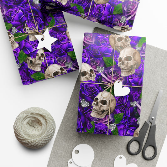 Skulls ‘n’ Roses (Purple) | Diamond Hearts | Gift Wrap Papers